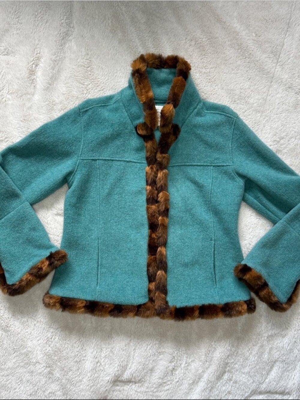 Vintage Tasha Polizzi Faux Fur Trim Coat Size Small